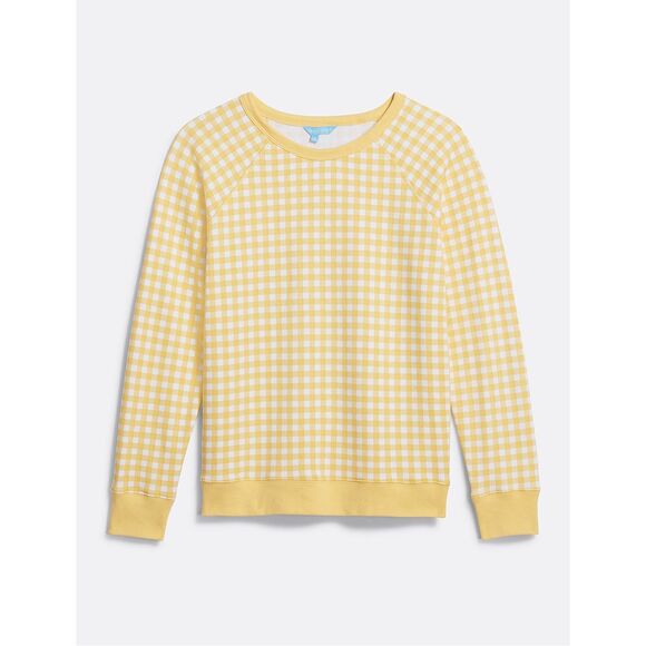 Draper James Yellow White Gingham Pullover Sweater Size M Preppy Classic - Picture 1 of 15